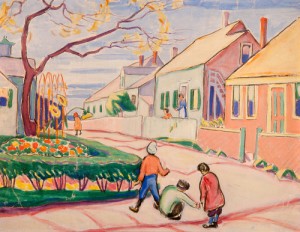 Provincetown street painted by Edith Lake Wilkinson.